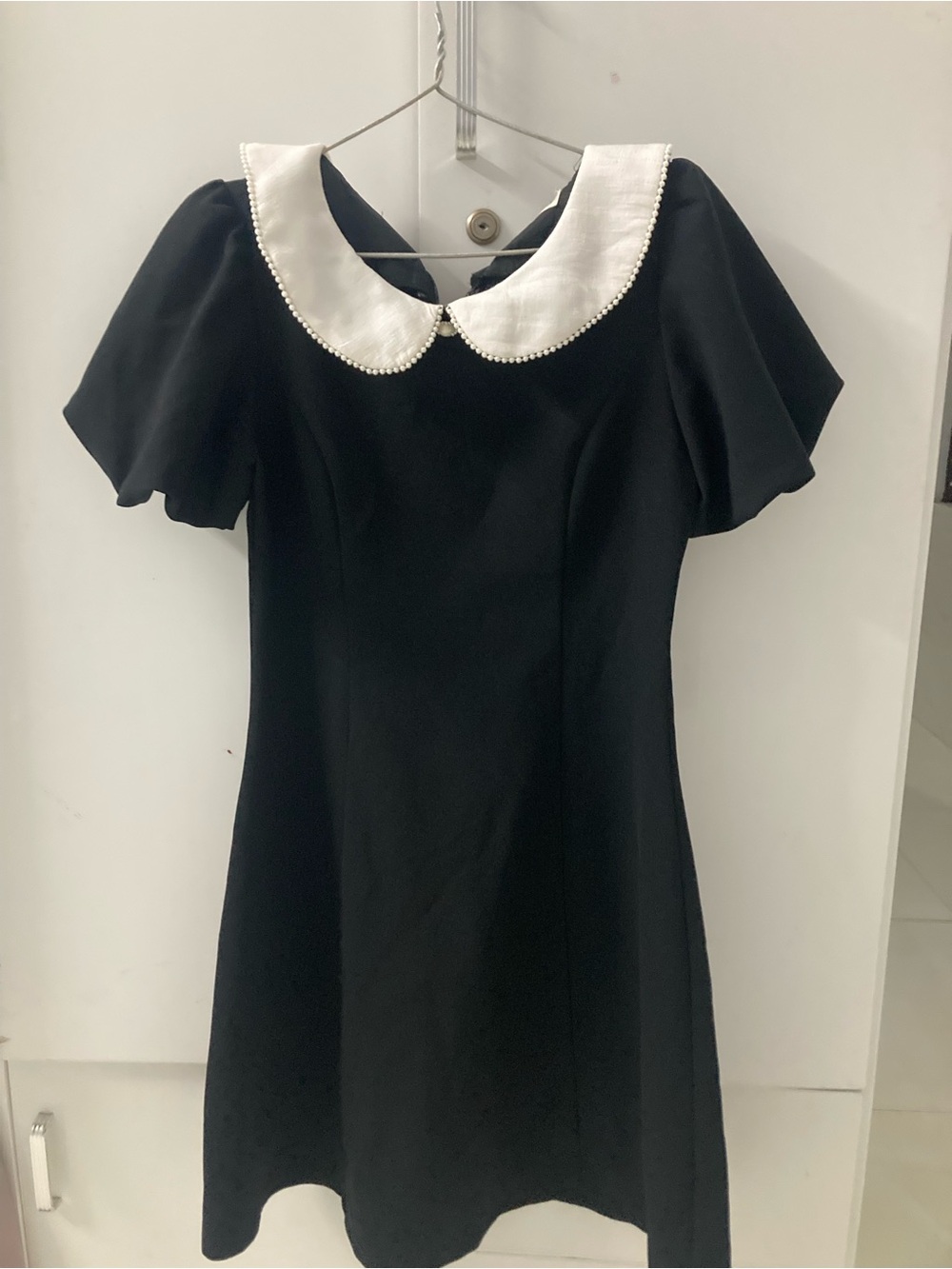 Black Dress with White Peter Pan Collar - Elegant Women's Dress